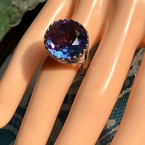 S1950 サファイア＆ルビー 西ドイツ製 vintage glass ring (7～23号 