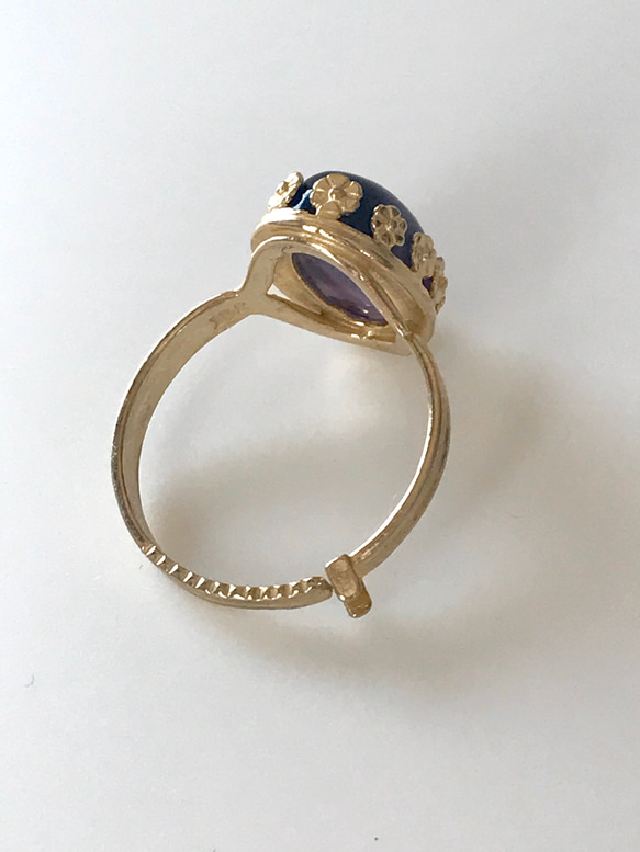 （ラスト１点）　ひらめきの石・・パープルフローライト ring（8～18号・ゴールドカラー） 6枚目の画像