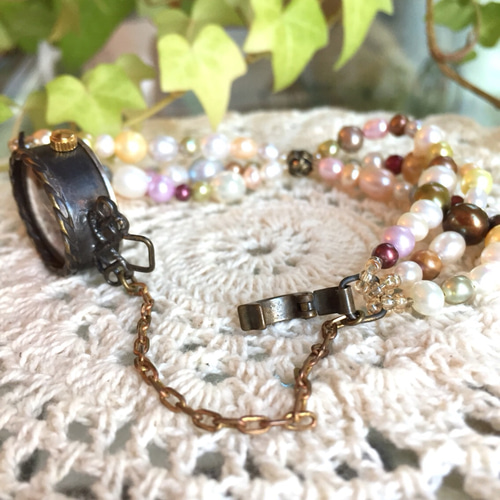 ふんわりカラーの淡水パールブレスレットウォッチ(受注生産) 腕時計  