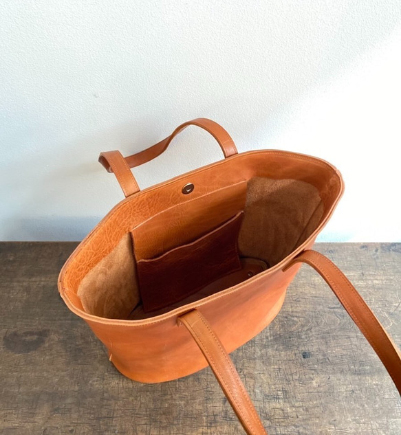 なめらかレザートート　金蜜 4枚目の画像