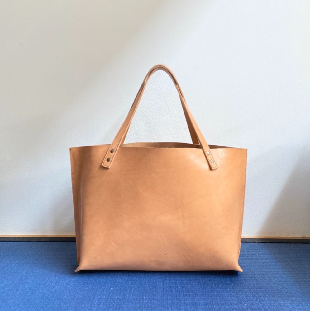 【受注制作】一枚革のざっくりトート ナチュラル