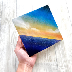 “改變世界的層次”可愛的方形畫布室內彩繪山水畫，為您的房間和生活增添色彩 第6張的照片