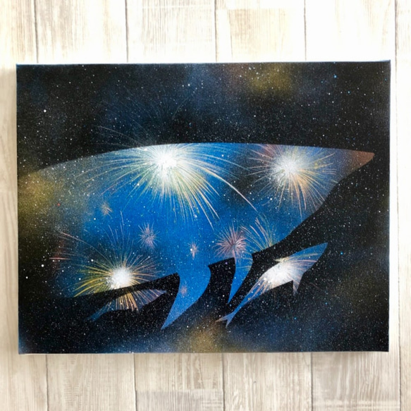 《鯨魚煙花》帆布面板山水畫（F6） 第1張的照片