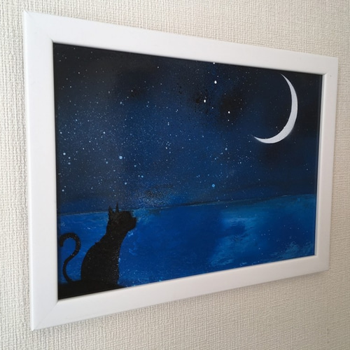 黒猫ミー絵画３点 今日の切り絵 黒猫とグミ 色つけver. #フリーハンド切り絵#下絵