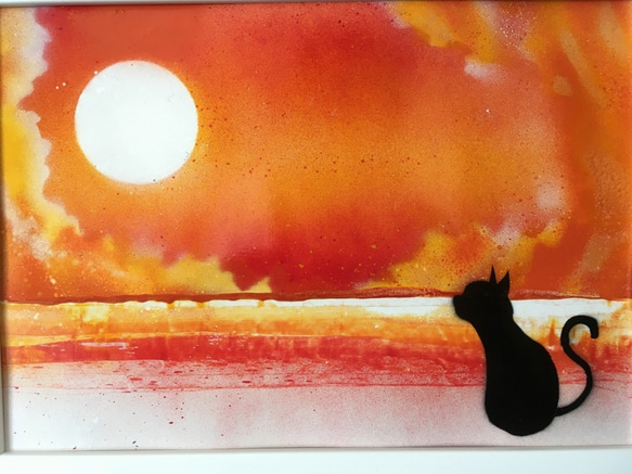 スプレーアート Sunset and Black Cat 3枚目の画像