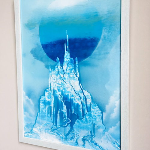 【真作】絵画　水彩　古城のある風景　青空と古城　透明感あふれる古城風景　W169 古城[02398000194]の写真・イラスト素材｜アマナイメージズ