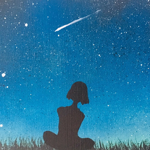 原画, 送料無料> 故郷の夏 22.7x15.8cmパネル スプレーアート