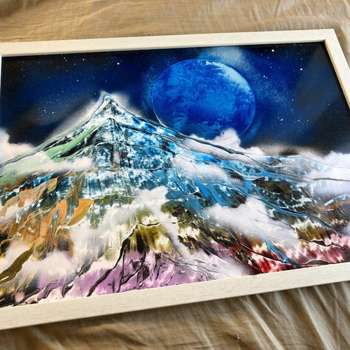極彩色の山」風景画 絵画 AKI SPRAY PAINT 通販 7462947｜Creema
