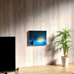 《好預感》原創藝術日出x海x黑貓藍畫畫布山水畫噴畫藝術內飾板 第4張的照片