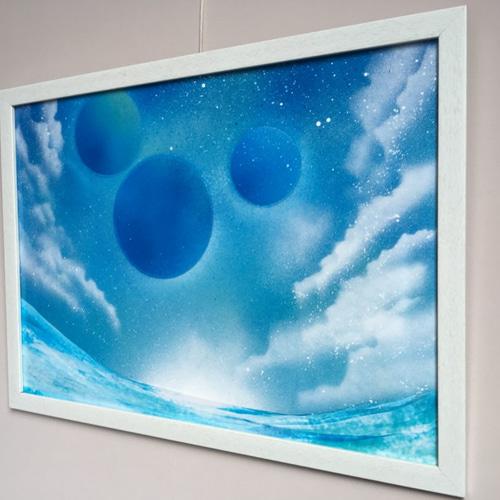 絵　絵画　風景画　ふらっとの絵　インテリアアート　アクリル画 窓」風景画 絵画 AKI SPRAY PAINT 通販 7810734｜Creema(クリーマ)