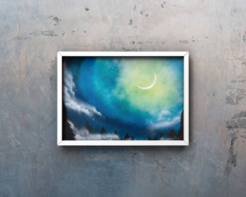 月夜」 風景画 絵画 AKI SPRAY PAINT 通販 7849517｜Creema
