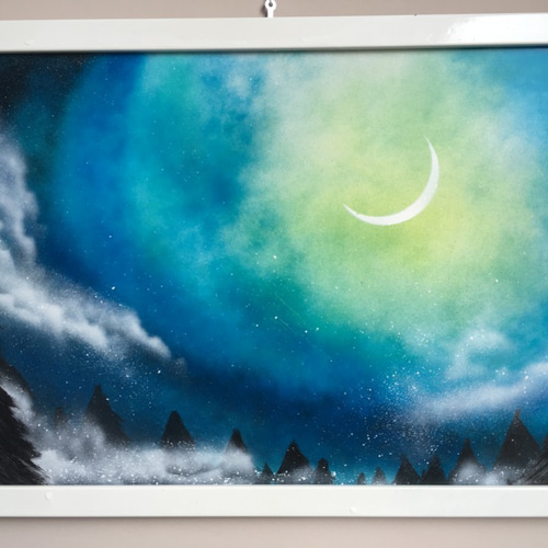 「月夜」　手描き　油絵　風景画　原画　油彩画 0_93e504d79f9625402b48dd7b76a6