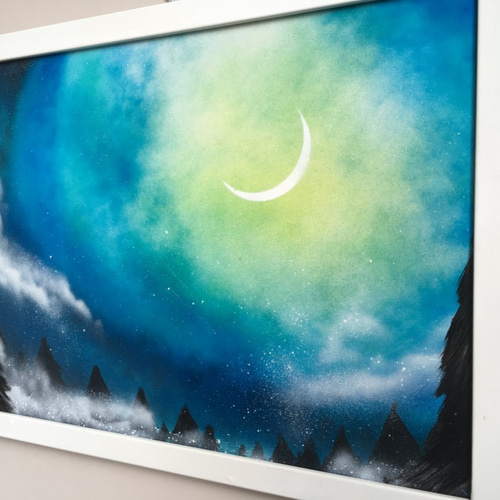 「月夜」　手描き　油絵　油彩画　風景画　原画 セールス】「秋の始」 手描き 油絵 油彩画 風景画 原画 - メルカリ