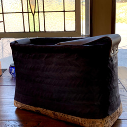 一閑張 籠 ショッピングバック 和モダン 和紙 柿渋 かごバッグ 白猫堂