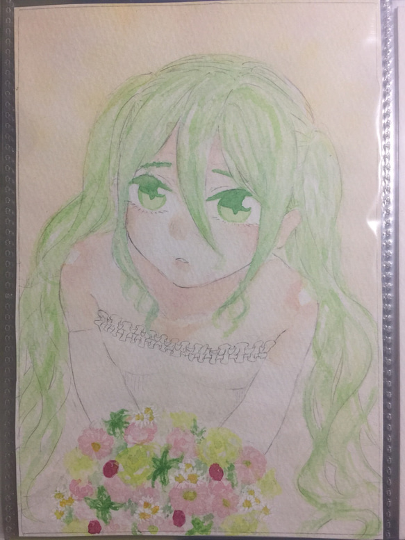 手描きアナログイラスト 手描きイラスト 湊あくあ ホロライブ コピック アナログ A4