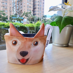 狗狗雙面飲料提袋 (柴犬 哈士奇)(1入) Doggie Cup Carrier Bag 第4張的照片