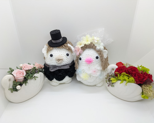 あみぐるみ　ハンドメイド　新郎♡新婦　ぶたさん②【オーダー完成商品】 1_03847591b8c78cab4dd583fdfefa