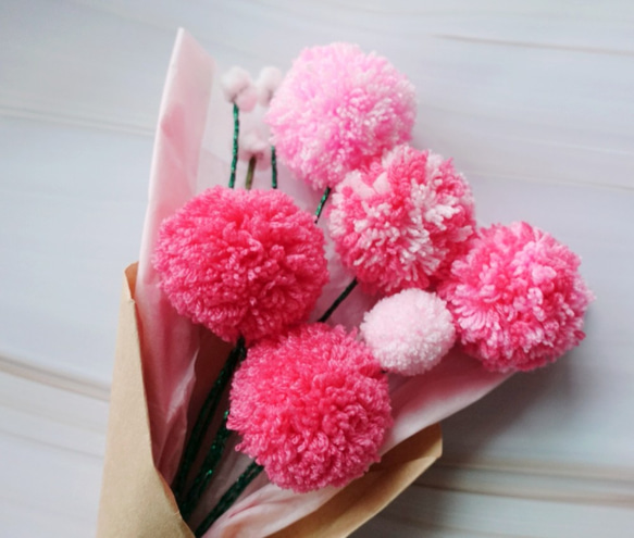 甜甜粉紅毛球花束-客製花束.專屬花束.情人節花束.不凋花束 第2張的照片