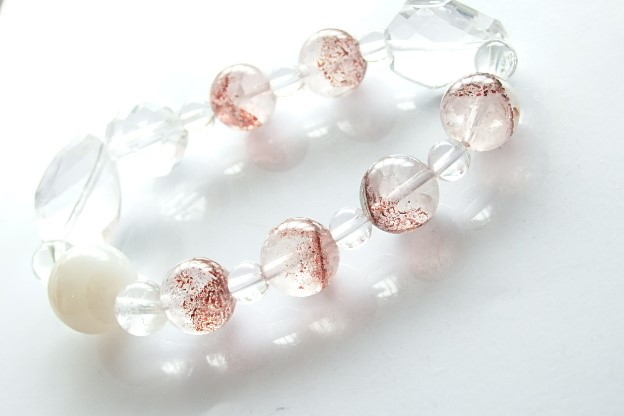 超レア石　ストロベリーファントムクォーツ　白天眼　ブレスレット