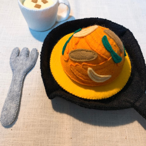 フェルトままごと＊スキレットカフェセット☆ おもちゃ・人形