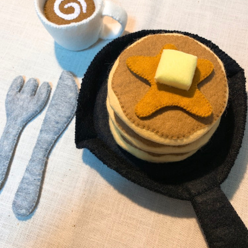 フェルトままごと＊スキレットカフェセット☆ おもちゃ・人形