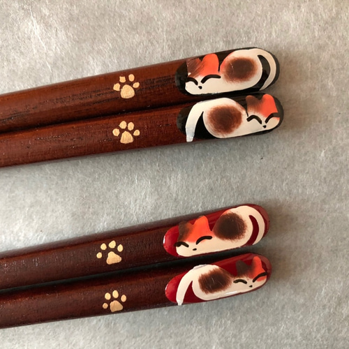 おやすみ猫箸 【単品】 天然木 漆仕上げ 日本製 送料無料 名入れ