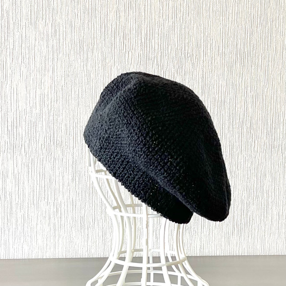 コットンベレー 帽  ブラック 1枚目の画像