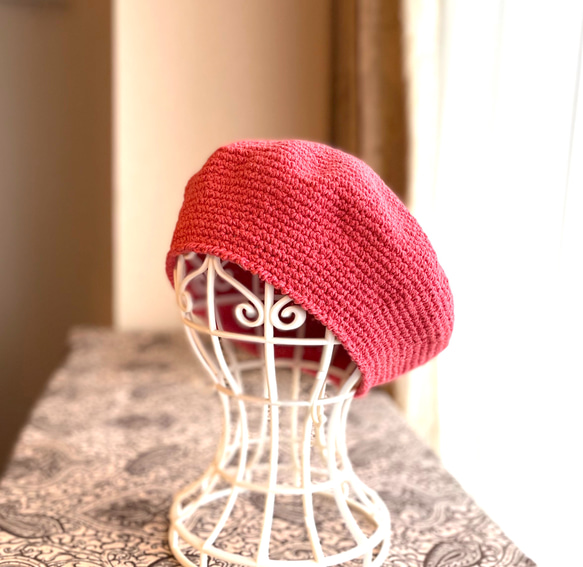 コットンベレー 帽  トロピカルピンク 2枚目の画像