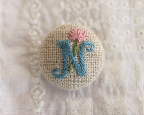 ❁hAnafany❁(専用) くるみボタン　鳥刺繍 ハンガリー鳥カゴかずら刺繍くるみボタンアクセサリー:29mm