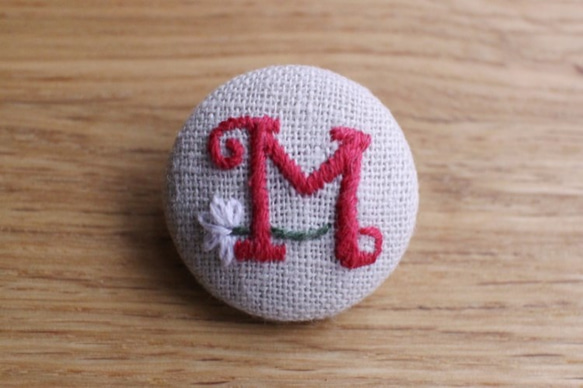 プティデポーム 刺繍くるみボタン2点セット ニコルとモカ 直径2.3 