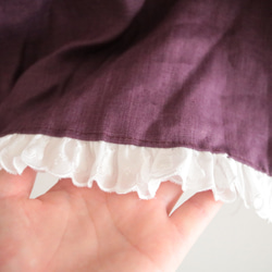 【sold out!】リネン100%　ネコちゃんフリル付き　ラプセニのギャザースカート（color：プラム） 1枚目の画像