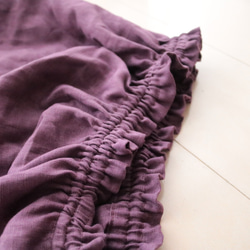 【sold out!】リネン100%　ネコちゃんフリル付き　ラプセニのギャザースカート（color：プラム） 3枚目の画像