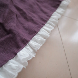 【sold out!】リネン100%　ネコちゃんフリル付き　ラプセニのギャザースカート（color：プラム） 4枚目の画像