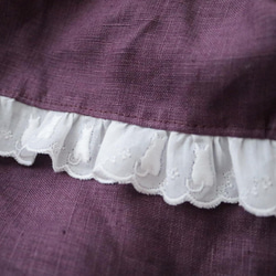 【sold out!】リネン100%　ネコちゃんフリル付き　ラプセニのギャザースカート（color：プラム） 5枚目の画像