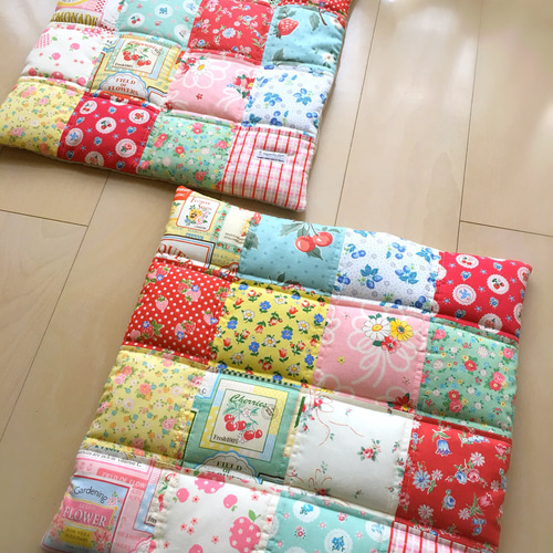 キルト芯倍増タイプ・2枚セット】42cm×42cm 四角つなぎのパッチ キルト芯倍増タイプ・2枚セット】42cm×42cm 四角つなぎのパッチ