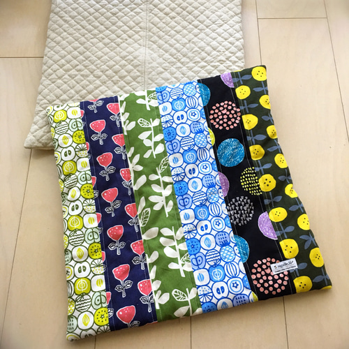 2枚セット】42cm×42cm 細長いクロスのパッチワークおざぶ オックス