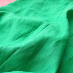 【 受注生産／送料込 】リネン100%　ラプセニのギャザースカート（color：グリーン） 2枚目の画像