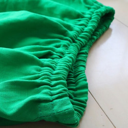 【 受注生産／送料込 】リネン100%　ラプセニのギャザースカート（color：グリーン） 3枚目の画像