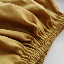 【 受注生産／送料込 】リネン100%　ラプセニのギャザースカート（color：マスタード） 4枚目の画像