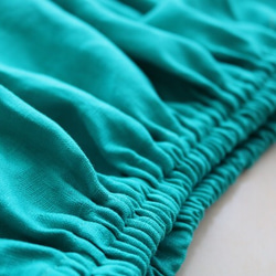 【 受注生産／送料込 】リネン100%　ラプセニのギャザースカート（color：エメラルドグリーン） 2枚目の画像