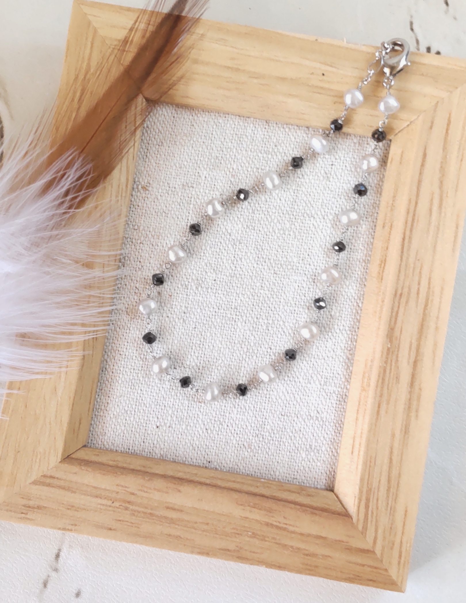 ブラックダイヤモンド×パール　ブレスレット