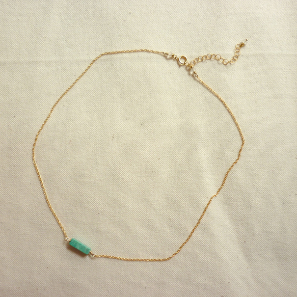 Turquoise Bar on  Rope Chain ネックレス 3枚目の画像