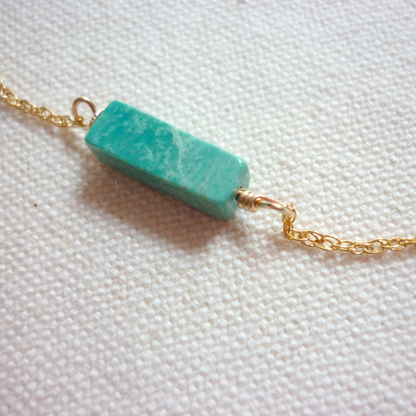 Turquoise Bar on  Rope Chain ネックレス 5枚目の画像