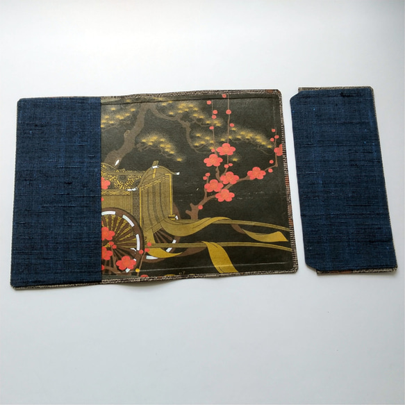 文庫本セパレート式ブックカバー（絹・紬）hb085 4枚目の画像