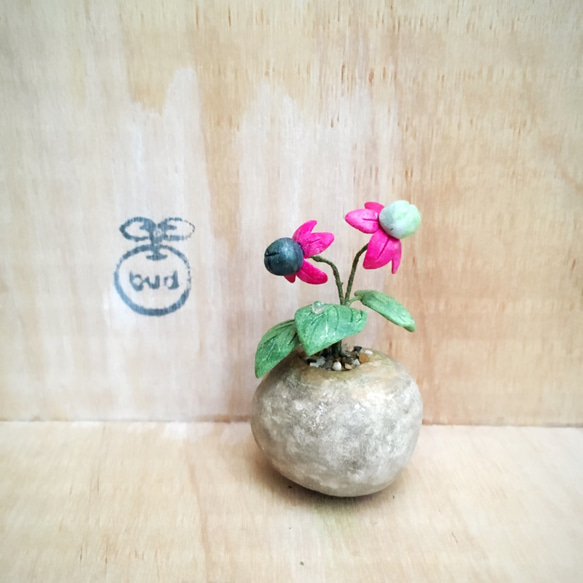 2109.［SALE］bud 粘土の鉢植え クサギ 1枚目の画像