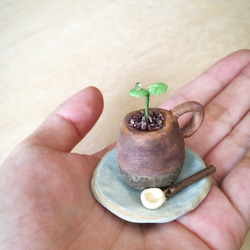 2865.bud 粘土の鉢植え マグカップとソーサー 4枚目の画像