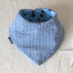 ♡免費送貨♡紗布頭巾風格●鯨魚藍色條紋 第2張的照片