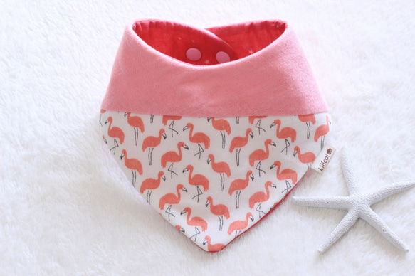 ♡免費送貨♡紗布頭巾風格·粉紅色的火烈鳥 第1張的照片