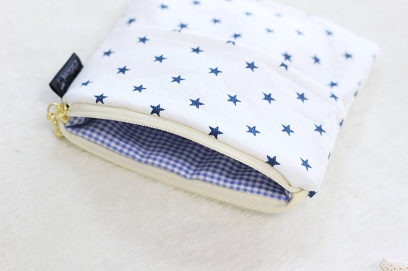 ♡送料無料♡Littlestar white&navy●ポケットティッシュポーチ 2枚目の画像