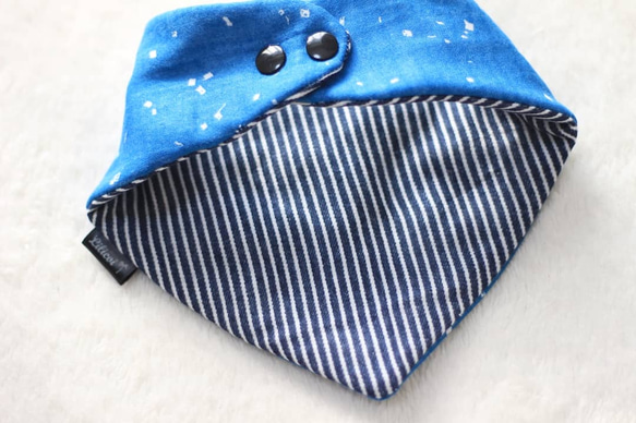 股票1點♡免費送貨♡紗布頭巾留fubuki藍×靛藍條紋 第2張的照片